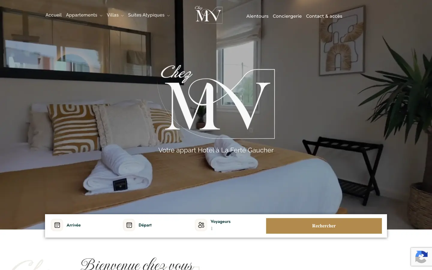 Page d’accueil du site Chez MV sur ordinateur