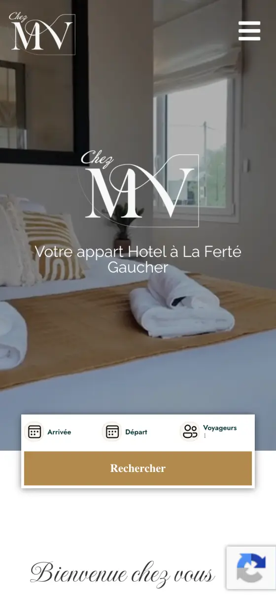 Page d’accueil du site Chez MV sur mobile