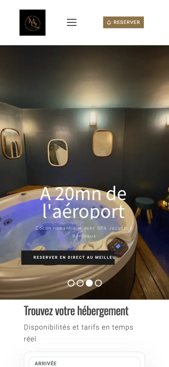 Page d’accueil du site Mieux qu'à l'hôtel sur mobile
